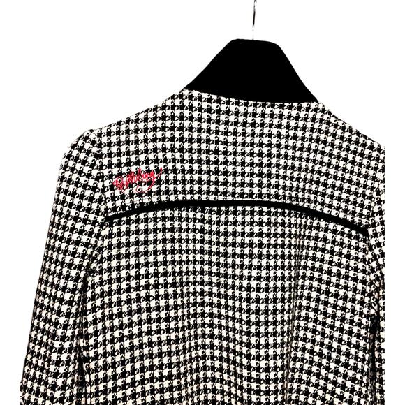 VTG Billabong Black/White Houndstooth Tweed Wool Blend Full Zip Puffed Shoulder - Picture 14 of 14
